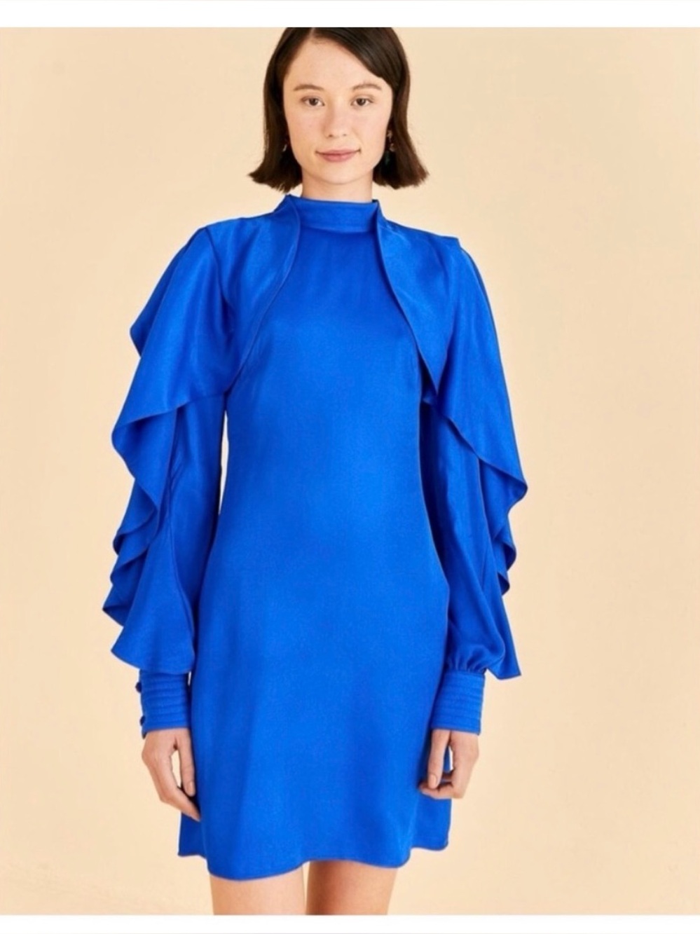 Farm Rio nwot Blue Ruffle Sleeve Dress size Small